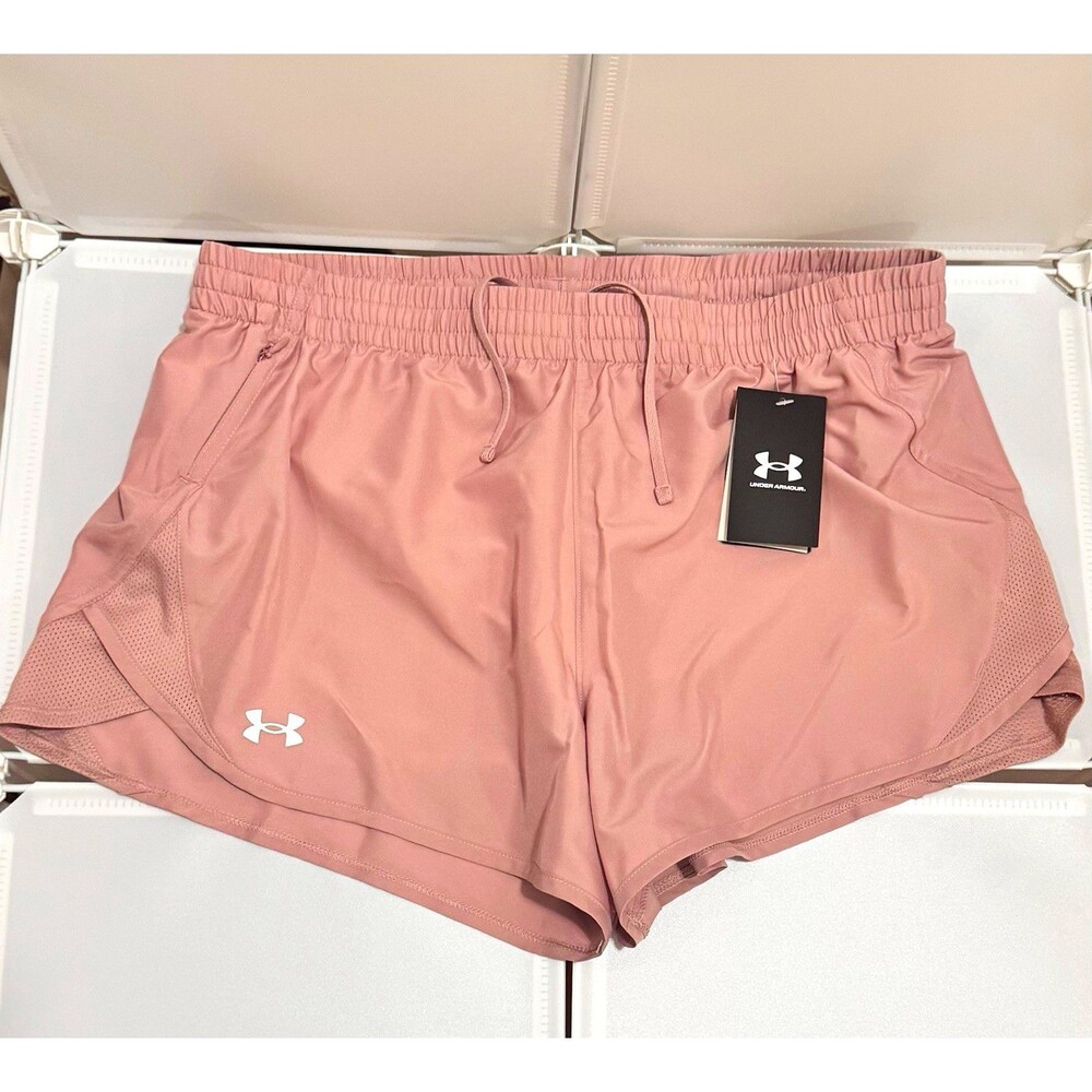 Under Armour Womens UA Fly By 3" Running Shorts Dusty Rose Pink Large 1382438